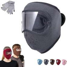 Flauschige Thermomaske mit abnehmbarer Schutzbrille, atmungsaktive, warme Wintermaske mit vollständigem Gesichtsschutz