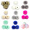 Conjunto de 3 pompons de pelúcia de 10 cm com botão de pressão 5