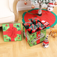 Christmas Storage Ottoman – Foldable Non-Woven Box with Lid, Decorative Holiday Stool for Gifts, Toys & Tree Display (Green)