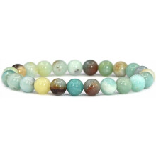 Halbedelstein-Armband mit 8 mm runden Perlen, 18 cm (7 Zoll), dehnbar, Unisex