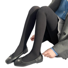 Women Solid Color Ribbed Cotton Pantyhose Stockings Winter Autumn Thicken Vertical Striped Knit Sweater Tights Leggings