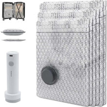 Draadloze reisvacuümzakkenset met elektrische pomp – Ruimtebesparende vacuümzakken voor kleding, bagage en koffers – Compatibel met standaard