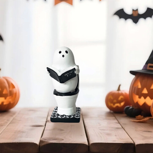 Halloween spøkelsesornament harpiksstatue 10,3 cm