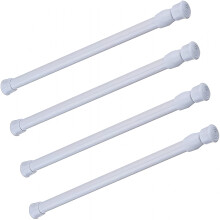 Lot de 4 barres de tension extensibles pour rideaux et placards, 21,6 Ă 35,4 pouces, blanches, Ă ressort.