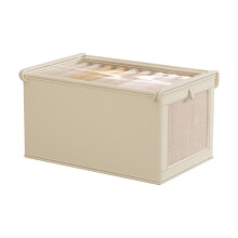 Clear View Fabric Storage Box with Lid – Large, Modern Minimalist, for Home Decor, Closets, Under Bed, Living Room (Compatible with Home