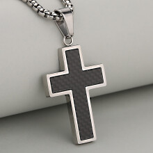 Men's Stainless Steel Cross Crucifix Bible Prayer Pendant Necklace 22+2" Chain