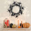 Černý plastový halloweenský věnec s dekorací netopýra 45 cm 3