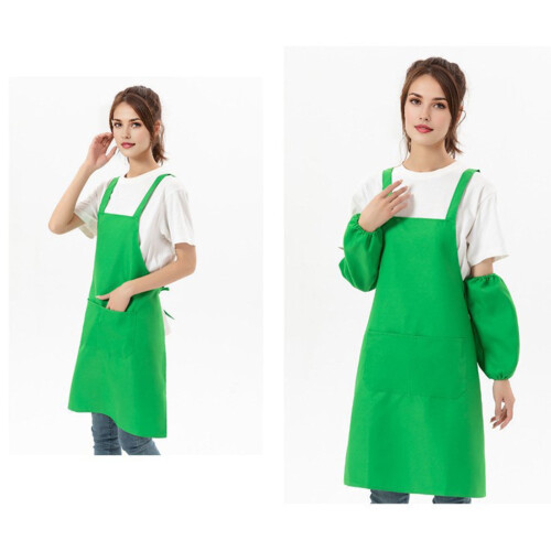 Tablier de cuisine vert ajustable à bavette 1