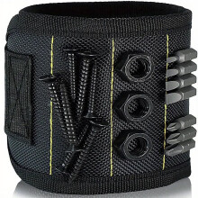 Magnetic Wristband by Wrap-It Storage - Black - Great Father Gift Wrist Magnet Tool Belt and Screw Holder(Black 5 rows with 10 magnets)Only