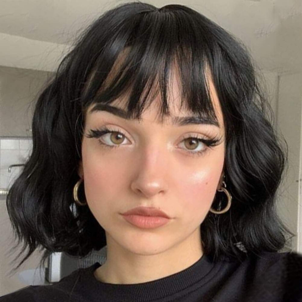 Unisex Short Ombre Blonde Wigs Wavy Bob Wig With Bangs Women Synthetic Curly Pastel Bob Wig For Girl Colorful Cosplay Wigs