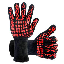 Heat Resistant BBQ Gloves High Temperature Cooking Gloves with Non-Slip Silicone Grip, Ideal for Grilling, Baking, and Oven Use