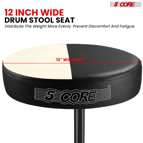 Drum Throne 3" Thick Padded Memory Foam Comfortable Drummer Stool 330Lb Capacity Adjustable 2