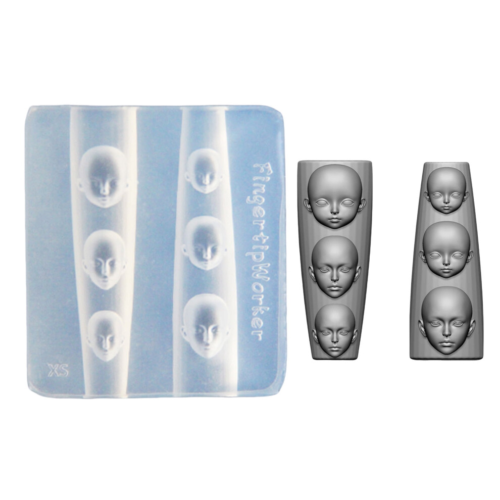 Creative Nails Art Mold Silicone Stamping Tool Dolls Face Shaped Nails Accessories Making Mould Manicure Templates