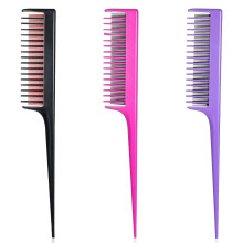 Lot de 3 peignes à crêper professionnels avec queue de rat, compatibles avec les cheveux fins à normaux – Noir, Violet, Rouge