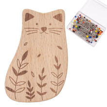 Magnetic Pin Holder for Sewing – Cute Wooden Animal Shape Pincushion with 100 Pins, Compatible with All Standard Pins