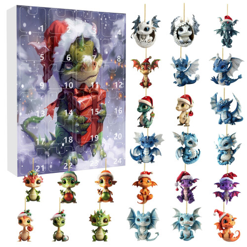 Calendrier de l'Avent Dragon – 24 décorations en acrylique