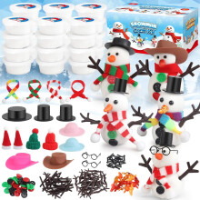 24-Piece Snowman Build Kit with Modeling Clay – Christmas Stocking Stuffer & Ornament Craft, Compatible with Kids & Adults