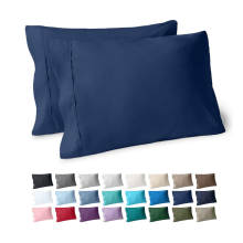 Taies d'oreiller bleu marine 51 x 91 cm, fermeture portefeuille, microfibre