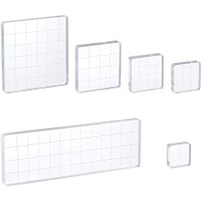 6 Pieces Acrylic Stamp Block Clear Stamping Tools Set with Grid Lines for Scrapbooking Crafts Card Making, Assorted Sizes