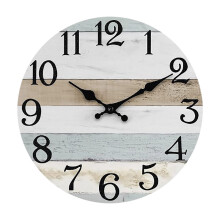 10" Round Wooden Wall Clock, Battery Operated, Vintage Farmhouse Decor – Compatible with Kitchen, Bathroom, Living Room, Bedroom