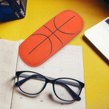 Back to School Glasses Case for Kids Eyeglass Case Hard Shell Orange 1Pcs Protective Sports Ball Pattern