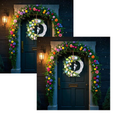 Στεφάνι με λουλούδια και λαγουδάκι του Πάσχα 25εκ.