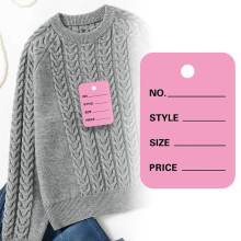 Pink Price Tags with String, 100pcs, 1.37x1.96 in, Blank Paper Hang Tags for Clothing & Merchandise – Compatible with Standard Tagging Systems