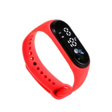Unisex Led Digital Touch Screen Sport Watch Waterproof Minimalist Sports Wrist Watch Adjustable Silicone Strap Womens Mens Wrist Watch Gifts(Red)