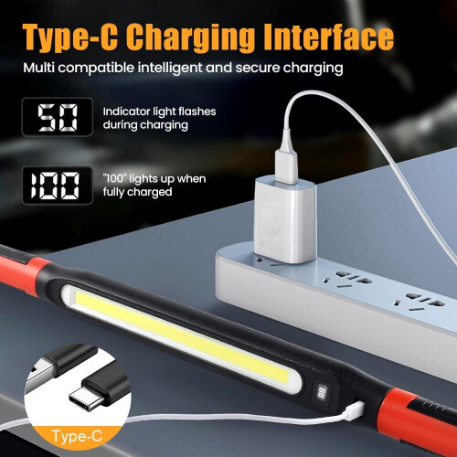 Magnetische LED-werklampbalk, oplaadbaar, 12V 2