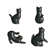 Lot de 4 poignées de porte et tiroir en fer forgé en forme de chat, pour meubles de cuisine et de chambre.