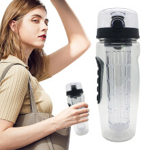 Bouteille infuseur à fruits de 946 ml (32 oz) – Anti-fuite, bec verseur avec filtre, compatible avec la salle de sport, le vélo et les activités