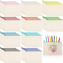 40 stuks canvas etuis met rits, pennenetuis, canvas make-uptasjes, blanco pennenetui, katoenen cosmetica-etui voor op reis, doe-het-zelf