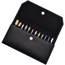 12 Black Fountain Pen Case PU Leather Organizer Bag Portfolio, Waterproof Canvas Pen Display Holder with Divider Slot B