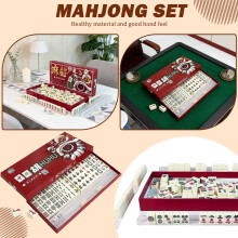Chinese Mahjong Set – 144 Tiles, 4 Stands, 2 Dice, Portable Outdoor Game (5.7112.4", White)