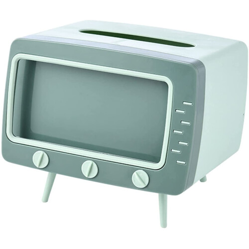 Boîte à mouchoirs en forme de téléviseur avec support pour téléphone