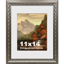 11x14 Vintage Silver Picture Frame with White Mat