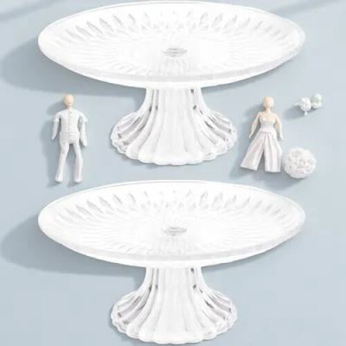 Ensemble de présentation de desserts 2 pièces avec plateau sur pied
