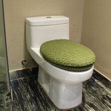 Housse de siège de toilette allongée en microfibre, 49,5 cm x 38 cm, lavable en machine, dos en caoutchouc ajustable, convient aux toilettes de