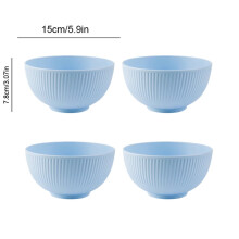 Lot de 4 bols ronds en paille de blé multicolore, résistants aux chocs, en plastique, pour usage domestique.