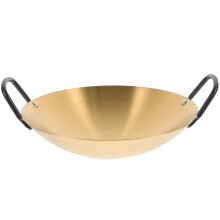 Golden Nonstick Stainless Steel Double Handle Wok Pan Cookware for Everyday Household Cooking