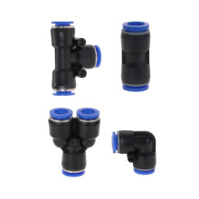Lot de 50 raccords pneumatiques (connecteurs 4/6/8/10/12 mm) pour tuyaux d'air, d'eau et de gaz, en plastique PU.