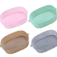 Square Silicone Air Fryer Liners, 7.87", Reusable, Compatible with 4–7 QT Air Fryers & Microwaves (4pcs)