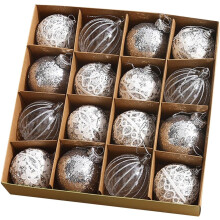 16Pcs Christmas Ball Ornaments Xmas Decor Christmas Tree Hanging Decorations for Window, Silver