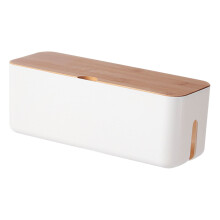 Boîte à câbles blanche avec couvercle en bois – 11,8 x 4,5 pouces
