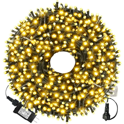 300LED105ft Θερμά Λευκά Φωτιστικά σε Κορδόνι, 8 Λειτουργίες, UL