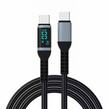 100W USB C na USB C kabel Rychlý nabíjecí kabel USB C Nylonový opletený kabel s digitálním displejem pro chytré telefony a tablety