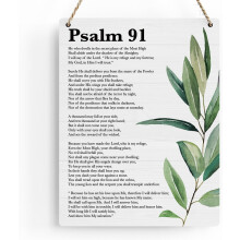 Décoration murale inspirante du Psaume 91 – Verset biblique en bois, 20 x 25 cm, pour la maison, le bureau, la chambre d'enfant, la salle de bain