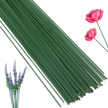 100 st. 14" 2-gauge mörkgröna blomtrådar för gör-det-själv-pappersblommor, buketter, kransar, kronor och heminredning – kompatibel med