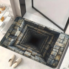 Tapis à trous 3D – Tapis à illusion d'optique de 127 cm, antidérapant, compatible avec les chats et les chiens