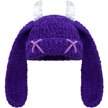 Háčkovaná čepice Evil Beanie Pletená Halloween Čepice Y2K Chlupaté Volné Čepice Nadýchané Zimní Čepice Pletená Zvířecí Lebka Čepice